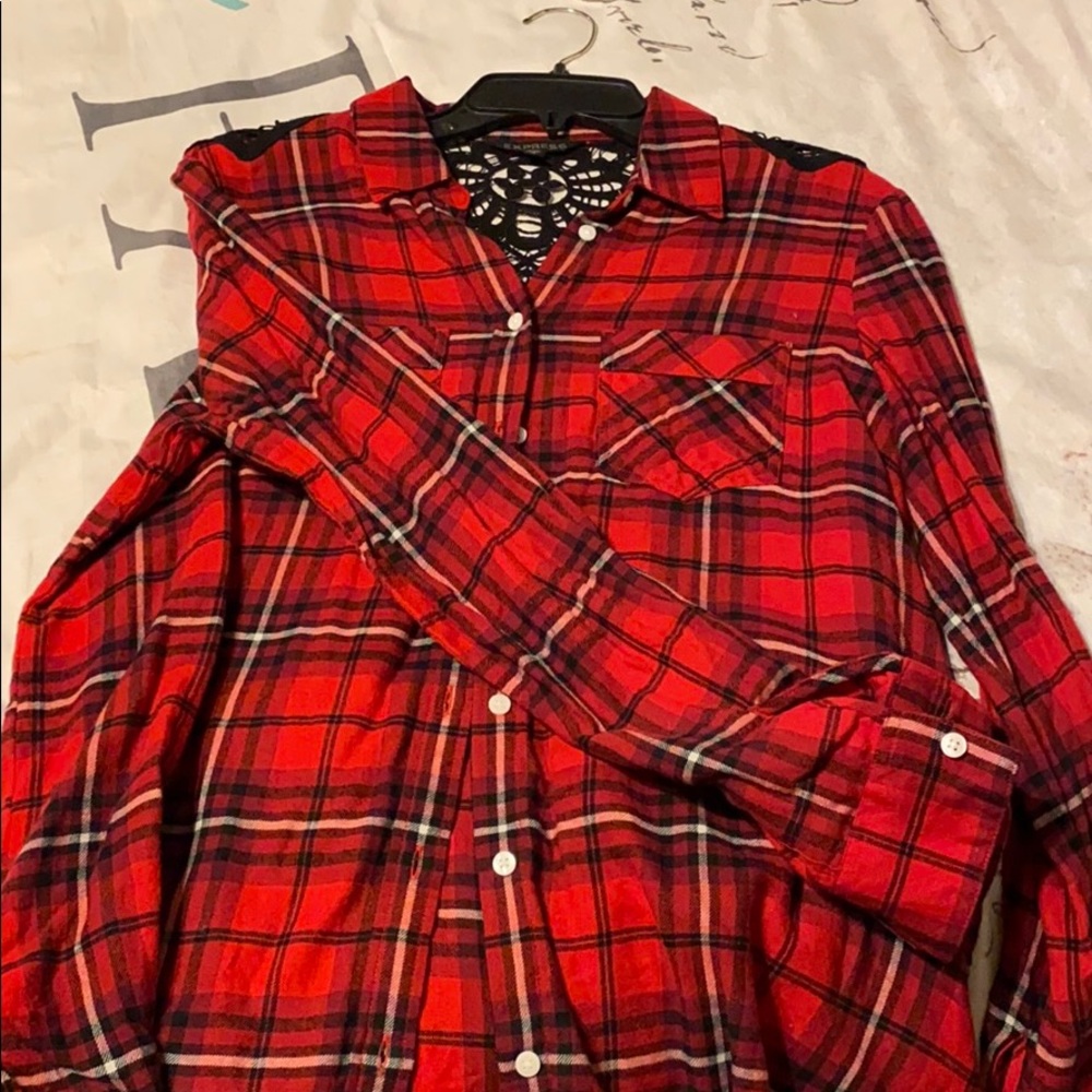 Flannel long sleeve top